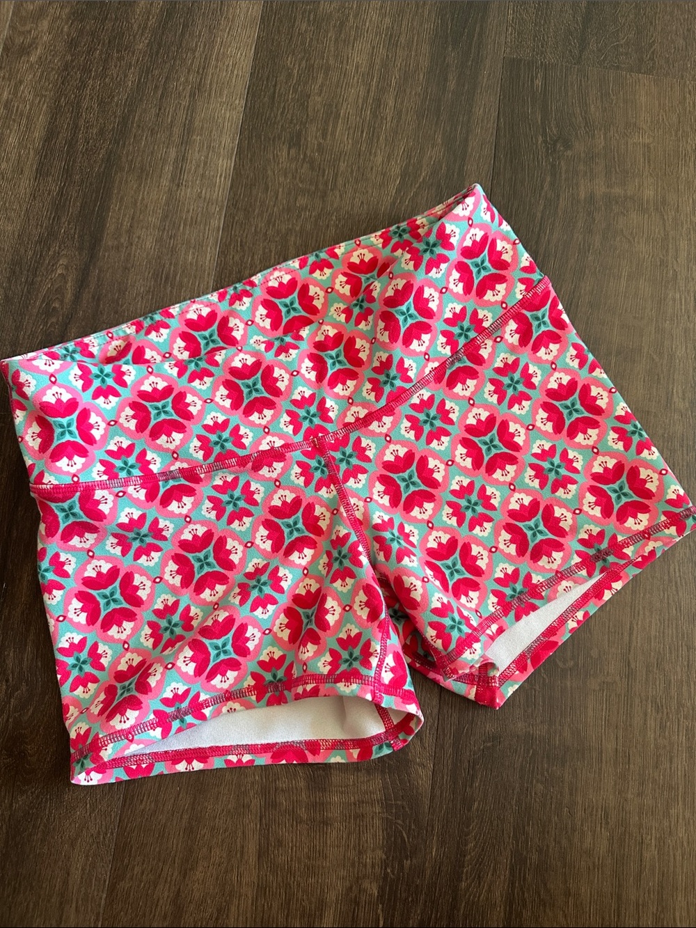 High-Rise Floral Bike Shorts for Women - Pink Floral